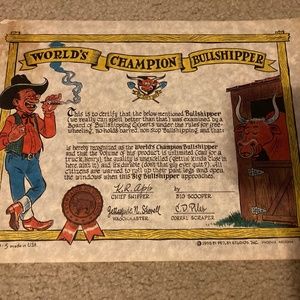 “World's Champion Bullshipper" Novelty Certificate